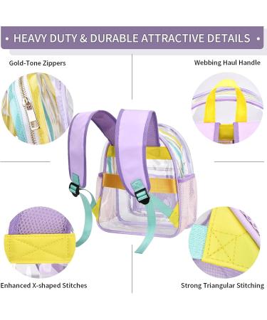 Clear Mini Stadium Approved Transparent Backpack - Heavy Duty 12x12x6 Waterproof Book Bag for Teens, Girls, Women - Ideal for Concerts, Sporting Events, Travel, Work, School - Lavender - Buy Online on GoSupps.com