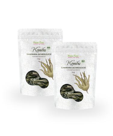 Kombu algae leaves organic Kelp Atlantic dried (Wild Collection Roh Vegan) Sea bar for Dashi Br he Miso Soup Umami Sushi algae salad - Atlantic Seaweed Organic Raw Wild |Pureeraw 50g ( 2x25g)