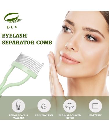 Eyelash Comb Eyelash Curler Makeup Mascara Applicator Eyelash Definer Eyebrow Brush Metal Teeth Eye Lash Tool LSSZ-E Light Green 12 - Buy Online on GoSupps.com