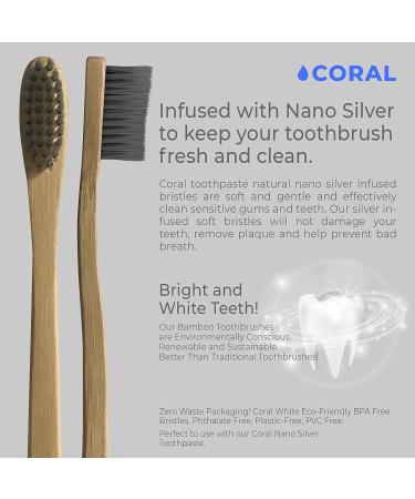 Natural Coral Toothpaste with Biodegradable Nano Silver Infused Bamboo Toothbrush - 4 Pack | Eco-Friendly & BPA-Free - Buy Online on GoSupps.com
