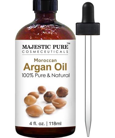 MAJESTIC PURE Moroccan Argan Oil for Hair, Face, Nails, Beard & Cuticles - for Men and Women - Pure & Natural, 4 Fl Oz - Buy Online on GoSupps.com