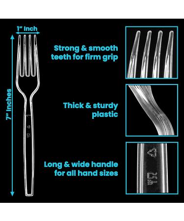 Lonezo 150 Count Heavy Duty Clear Plastic Forks - Disposable Utensils for Parties and Events - Buy Online on GoSupps.com