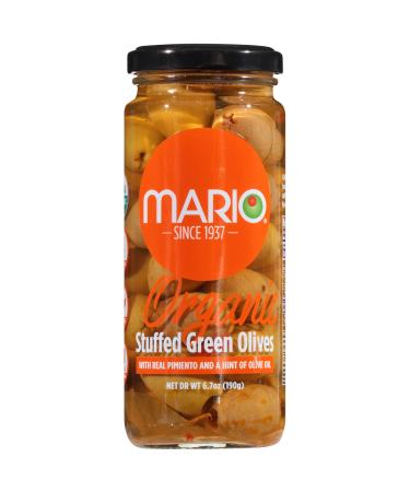 Mario Camacho Organic Green Olives Stuffed with Real Pimiento and Touch of Olive Oil, 6.7 Ounce