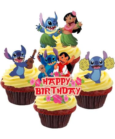 Lilo Stitch Cupcake toppers Edible Wafer card stand up DIY Party Decoration 22pcs For Boys Girls Birthday Party - Buy Online on GoSupps.com