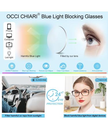 OCCI CHIARI Progressive Bifocal Reading Glasses for Women - Transition Multifocal Readers with Blue Blocker - Stylish Brown 2.0x Strength - Buy Online on GoSupps.com
