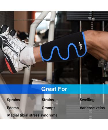 Supregear Adjustable Calf Support Brace - Shin Compression Sleeve for Muscle Swelling & Pain Relief - Ideal for Injury Recovery, Hiking, and Training - Men and Women (Black + Blue) - Buy Online on GoSupps.com