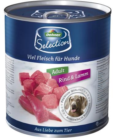Dehner Premium Grain-Free Wet Dog Food for Adult Dogs - Beef & Lamb (6 x 800g) - 4.8kg | International Shipping Available - Buy Online on GoSupps.com