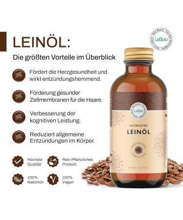 Lebbio Linseed Oil 250ml - 100% Natural & Pure - Rich in Omega 3 Antioxidants & Calcium - Premium Flaxseed Oil - Buy Online on GoSupps.com