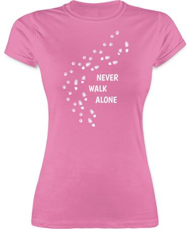 Shirtracer - Shirt Women - Gift for Dog Owners - Never Walk Alone Paw Prints 06 Pink XL