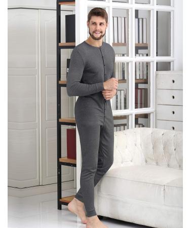 COLORFULLEAF Men's Cotton Thermal Union Suit Onesie Base Layer - Dark Grey (Large) - Buy Online on GoSupps.com