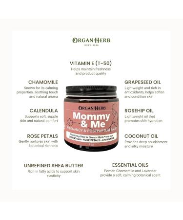 Organic Mommy & Me Pregnancy & Postpartum Balm with Calendula Rose Roman Chamomile Rosehip Lavender 4 oz - Buy Online on GoSupps.com