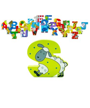 Wooden Letters by Orange Tree Toys Letter S for Sheep - Alphabet Animal Letters for Personalised Baby Name Toy Box Door Wall Decorations - Animals Nursery Decor Boys Girls Bedroom Accessories