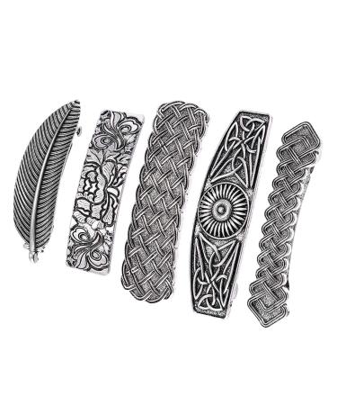 Pack of 5 Vintage Women Nordic Hair Clip Celtic Carved from Large Clip