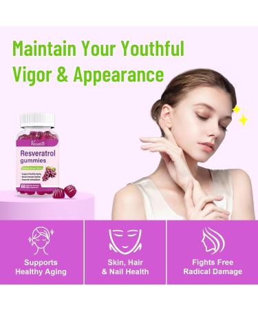 High Purity Resveratrol Gummies 98% Trans-Resveratrol with Quercetin Coq 10 Vitamin C Reservatrol Supplement for Antioxidant Anti-Aging 120 Gummies 60 Count (Pack of 2) - Buy Online on GoSupps.com