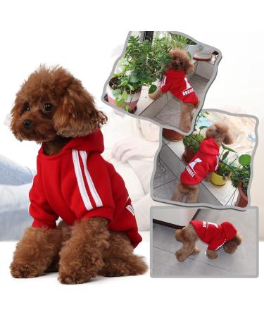 Fashion Dog Hoodie - Stylish Pure Cotton Streetwear for Small & Medium Dogs | Gray/Red Sweatshirt Outfit - Buy Online on GoSupps.com