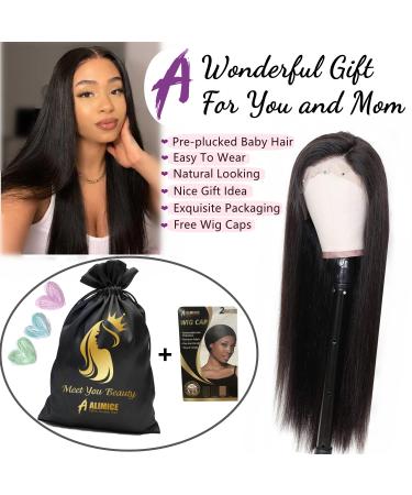 ALIMICE 13X4 HD Lace Front Straight Human Hair Wig for Black Women - 22 Inch Natural Color, Pre Plucked with Baby Hair, Brazilian Virgin Hair, 150% Density - Buy Online on GoSupps.com