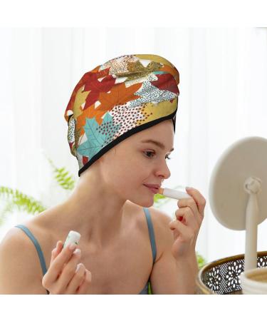 Fall Maple Leaves Microfiber Hair Towel - Ultra Absorbent Coral Velvet Wrap for Long Curly & Thick Hair - Quick Dry Hair Cap for Women - Buy Online on GoSupps.com
