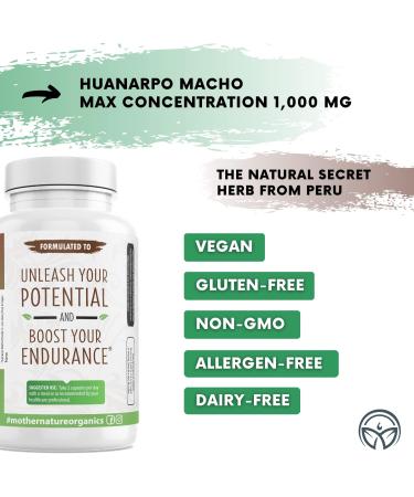 Huanarpo Macho Powder Capsules 1000mg (120 Count) - Male Support Energy & Performance - Non-GMO, Gluten-Free, Dairy-Free, Vegan - Buy Online on GoSupps.com