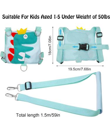 QINREN Toddler Dinosaur Safety Harness with Anti Lost Leash - Green | For Boys and Girls 1-5 Years - Buy Online on GoSupps.com