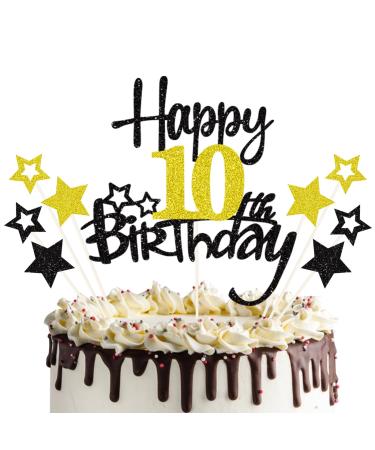 10 Birthday Tortendendeko Happy 10 Birthday Cake Topper 10. Tortendendeko 10th Cake Topper Glitzer Kuchendeko 10 Years Cupcake Topper for 10 Birthday Party Decoration Black