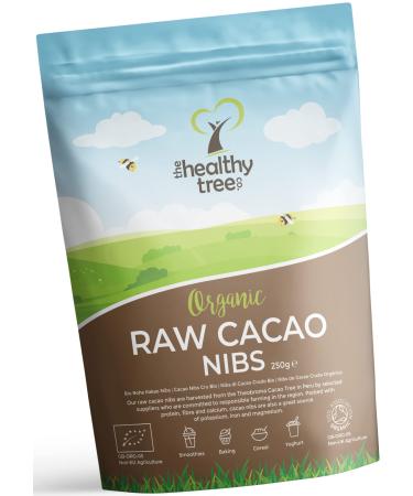 Organic Raw Cacao Nibs - Delicious Superfood High in Magnesium Fibre Potassium & Iron - Great on Yoghurt Cereal and Smoothies - Cacao Nibs by TheHealthyTree Company 250 g (Pack of 1)