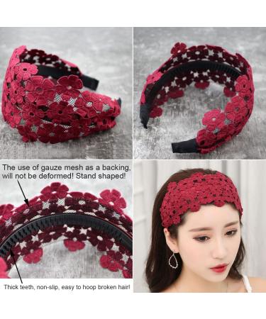FZBNSRKO 5 Pcs Wide Lace Headband for Women and Girls - Non-Slip Floral Lace Headbands in Random Colors - Buy Online on GoSupps.com
