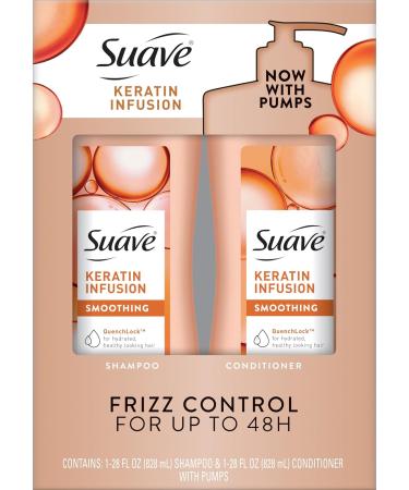 Keratin Infusion Shampoo and Conditioner Set - Smoothing Hair Treatment 48H Frizz Control Anti-Frizz Detangler - 28 Oz Each | International Shipping Available - Buy Online on GoSupps.com