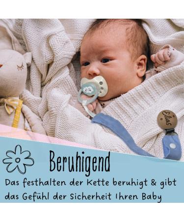 Personalized Babylovit Pacifier Chain with Name | Baby Gift for Birth & Baptism | Washable Fabric Tape Pacifier Band for Boys & Girls - Buy Online on GoSupps.com