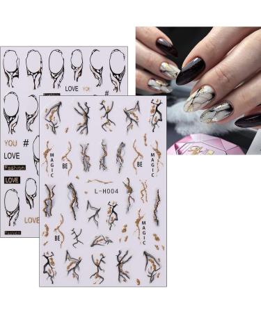 jmeowio JMEOWIO 10 Sheets Marble French Tip Nail Art Stickers Decals Self-Adhesive Leaves Nail Supplies Nail Art Design Decoration Accessories - Buy Online on GoSupps.com