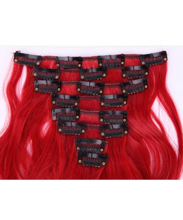 Curly Clip-In Hair Extensions | 60cm Red | 8 Pieces - Ideal for Instant Volume & Length - Buy Online on GoSupps.com