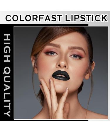 Matte Black Lipstick & Lip Liner Set - High Pigmented Liquid Lipstick for Halloween Christmas and Goth Makeup - Buy Online on GoSupps.com