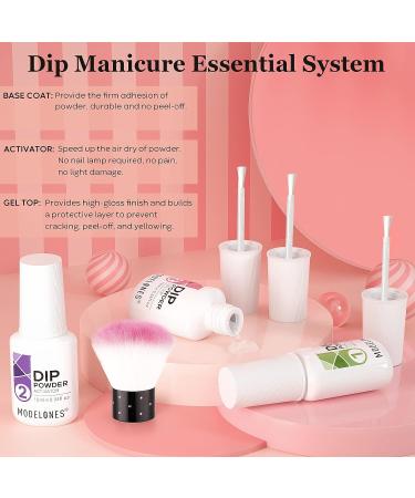 Modelones 6 Color Dip Powder Nail Kit Starter Set | Nude Pink Glitter | Base/Top Coat Activator | French Manicure DIY Salon Golden - Buy Online on GoSupps.com