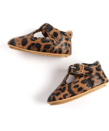 Baby Girls Mary Jane First Walking Shoes | Anti-Slip PU Leather Princess Shoes | Infant Baby Shoes 0-6 Months | D Leopard - Buy Online on GoSupps.com