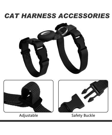 VKPETFR Cat Harness and Leash Set Escape Proof for Walking Adjustable Cute Kitten Harness Leash with Airtag Holder for Small Large Cats Lightweight Soft Walking Travel Harness (Black) - Buy Online on GoSupps.com
