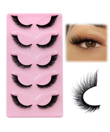 Fuchs eyelashes 5 pairs of cat eye eyelashes 7-13mm natural eyelashes l curl lash extension effect eyelashes whispering dense eyelashes cat eye fox eye lashes (f30) fox eye f30
