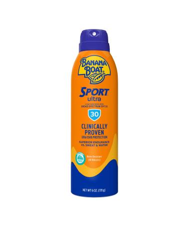 Banana Boat Sport Ultra SPF 30 Sunscreen Spray  6oz | Banana Boat Sunscreen Spray SPF 30  Spray On Sunscreen  Water Resistant Sunscreen  Oxybenzone No Sunscreen  Clear Sunscreen Sunblock SPF 30  6oz