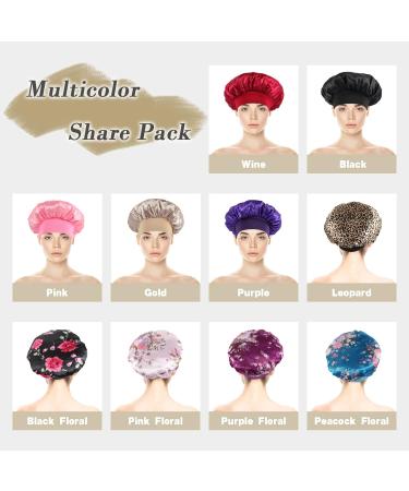 KEPUWAY 10 Pcs Satin Bonnets for Curly Hair | Elastic Band | Sleeping Bonnet for Women, Men | Multicolor Share Pack - Buy Online on GoSupps.com