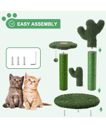 T2Y Cactus Cat Scratching Post - 3 Scratch Posts with Dangling Bell Ball - Premium Sisal Scratcher for Indoor Cats - Buy Online on GoSupps.com