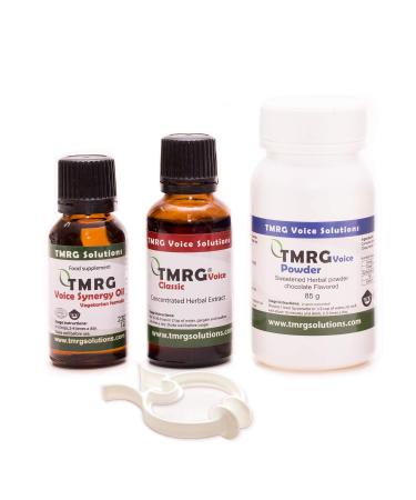 TMRG Powerful Vocal Recovery Kit - Large: Professional Herbal Remedy Featuring 30ml Voice Drops 85g Voice Powder 20ml Synergy Oil and a Clip Ultimate Care for Vocal Strength and Recovery.