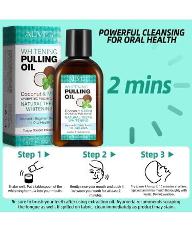Coconut Pulling Oil - 120ml Mint Mouthwash | Natural Alcohol-Free Teeth Whitening & Gum Health | Includes Tongue Scraper - Buy Online on GoSupps.com