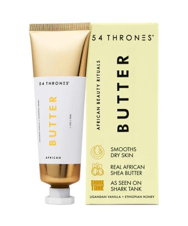54 Thrones African Beauty Shea Butter Intensive Dry Skin Support Moisturizing Body Butter for Women Moisturizing Body Balm and Cream Locks in Moisture Ugandan Vanilla + Ethiopian Honey 1.7 oz Vanilla & Honey