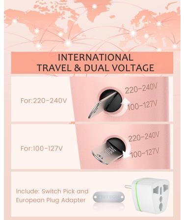 PRITECH Dual Voltage Hair Dryer with Diffuser | 1200W Compact & Foldable | ALCI Safety Plug | Pink 7-Piece Set International Shipping Available - Buy Online on GoSupps.com