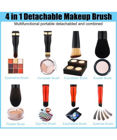 Zubebe 2 Pcs 4 in 1 Makeup Brush Set - Contouring Foundation Blush & Eyeshadow Brushes | Travel-Friendly Double-Ended Design for Liquid & Cream Makeup - Buy Online on GoSupps.com