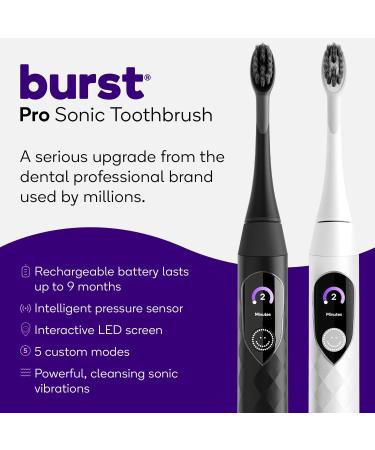 Burst Pro Sonic Toothbrush for Adults | Advanced Electric Toothbrush with Soft Bristles 33 000 Vibrations & Long Battery Life - White - Buy Online on GoSupps.com