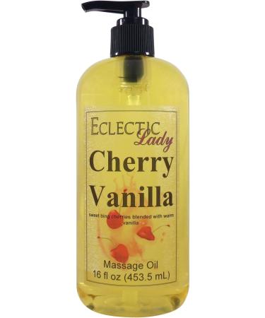 Cherry Vanilla Massage Oil 16 oz With Sweet Almond Oil and Jojoba Oil Preservative Free Perfect for Aromatherapy and Relaxation 16 Ounce