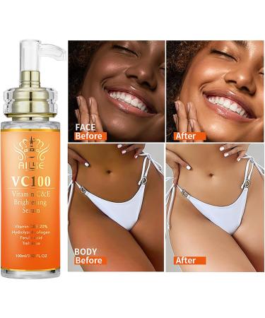 AILKE BOOST LUSTER AILKE VC100 Brightening Serum Whitening Moisturizes Hydrates Clean Skin Reduce Wrinkles Dark Spots With Vitamin C Vitamin E For Face and Body 100ml Pack of 3 - Buy Online on GoSupps.com