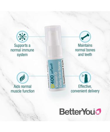 BetterYou Vitamin D 400 IU Infant Oral Spray | Pill-Free D3 Supplement for Kids Under 3 | Gentle UK-Made Formula | 3-Month Supply - Buy Online on GoSupps.com