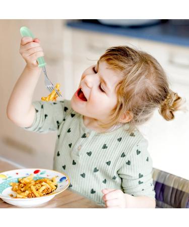 Bomtop Baby Fork and Spoon Set - Stainless Steel 8pcs Children's Cutlery for Toddlers - Includes 4 Forks & 4 Dinner Spoons in Green, Blue, Pink, White - Kids Feeding and Weaning Utensils - Buy Online on GoSupps.com