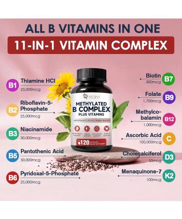 17-in-1 Methylated B Complex 258 150 mcg Multivitamins B12 Methylcobalamin Methylfolate Vitamin C Vitamin D3 K2 CoQ10 Biotin TMG Methylated Multivitamin for Energy Brain-120 Capsules 120 Count (Pack of 1) - Buy Online on GoSupps.com