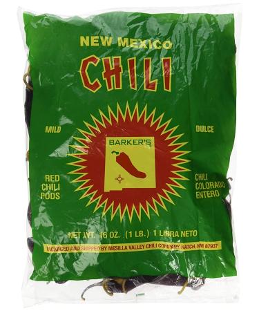 Barker's Mild Red Chili Pods From Hatch, New Mexico (1 Lb.) 1 Pound (Pack of 1)